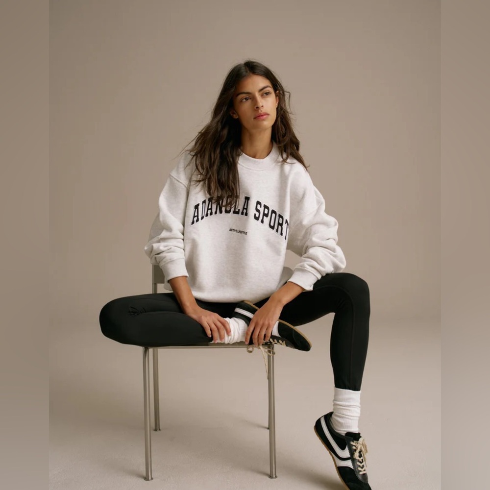 Adanola Sport Crewneck Sweatshirt in Light Gray with Black Lettering - Picture 2 of 8